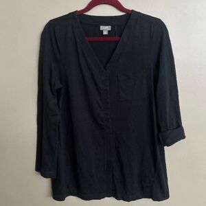 J. Jill V-neck Roll Sleeve Knit Tunic Top